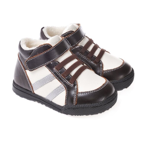 NEW ⭐️ Brown/White High Top with Silver Stripes - Multiple Toddler Sizes - Picture 1 of 6
